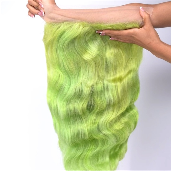 New Emerald Green Front Lace Wig 14” main image 12